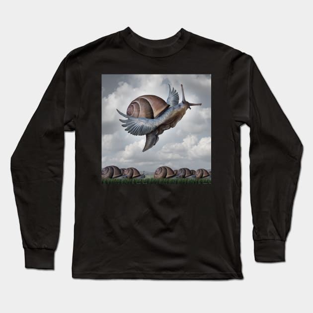 Motivational Concept as a snail Conquering competition as a creative surreal conceptual idea Long Sleeve T-Shirt by lightidea